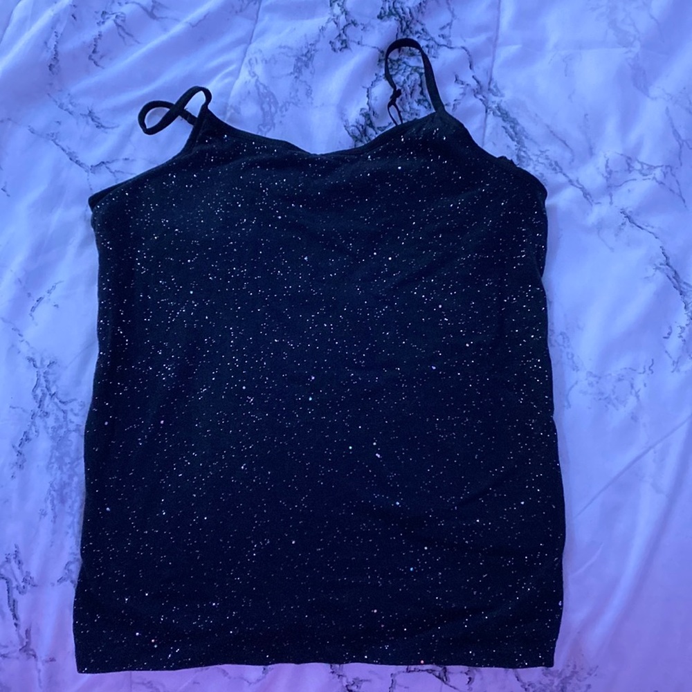 black sparkly tank